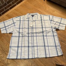 White Blue Plaid Button Short Sleeve Shirt Sz 6XL NOS Regal Wear Mens NEW - $13.49