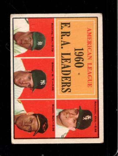 Primary image for 1961 TOPPS #46 BAUMANN/BUNNING/DITMAR/BROWN VG AL E.R.A. LEADERS *NY11062