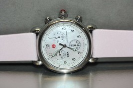 Michele &quot;CSX&quot; Stainless Steel Chronograph MOP Dial Watch W/ Pink strap - $257.13