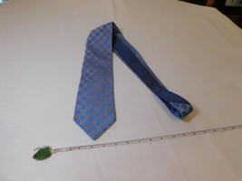Tommy Hilfiger neck tie necktie checkered blue orange silk green inside pre own - £15.26 GBP