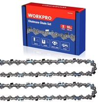WORKPRO 2-Pack Chainsaw Chain for 16-Inch Bar, 3/8&quot;Pitch, 56 Drive Links... - $33.99
