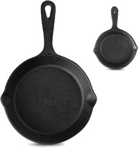 Cast Iron Cookware Set  2Pcs Skillets Set: One  4&#39;&#39; and One 8&#39;&#39; Black NEW - £22.93 GBP