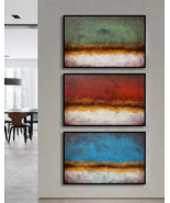 Large Set of 3 Paintings On Canvas Abstract Wall Art Original | TIME OF ... - £793.21 GBP