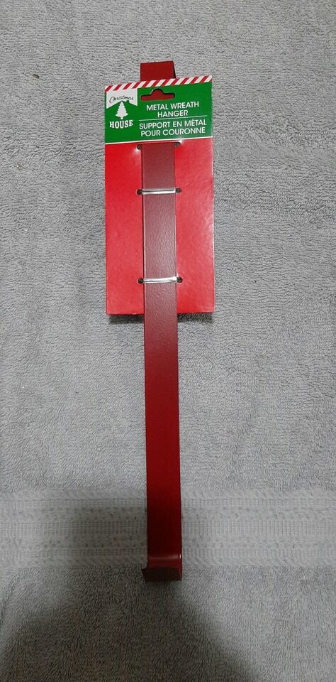 Metal Door Hanger Red 14&quot; long lightweight wreath indoor outdoor-NEW-SHI... - $10.84