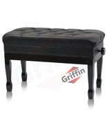 GRIFFIN Genuine Leather Piano Bench - Oversize Duet Vintage Black Solid ... - £224.11 GBP