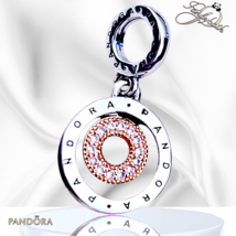 Pandora TWO TONE LOGO Silver Rose Dangle Charm 782287C01 RETIRED US SELLER - $652.29 MXN