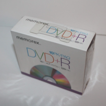 10 Pack Memorex DVD+R Blank Media Discs In Jewel Cases 16x 4.7GB 120 Min NEW - £5.51 GBP