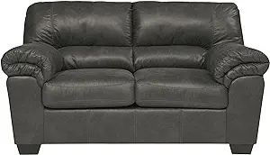 Signature Design by Ashley Bladen Faux Leather Loveseat, Gray - £948.19 GBP