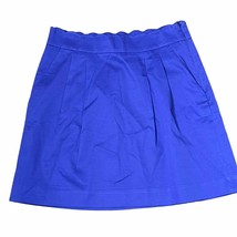 J. Crew Skirt Size 4 Blue Women Lined Cotton Stretch Blend Scalloped Wai... - $19.79