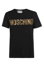 Moschino  Women T-Shirt Black Designer Logo Fashion Top 2025 Collection - $8,412.08 MXN