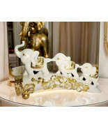 3 Elephants on Elephant Tooth in Marble Dust - Artistic Ensemble for Decor - $338.45 CAD
