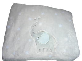 Parents Choice Appliqued Elephant Star Plush Baby Crib Blanket Gray 30 x 40 - $10.31