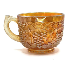 Vintage Carnival Glass Cup Iridescent Marigold  Grape Vine Pattern - £29.37 GBP