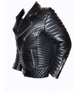 MENS GENUINE LEDER LEATHER VINTAGE 80&#39;s  QUILTED ROCK BIKER JACKET PUNK ... - $105.63