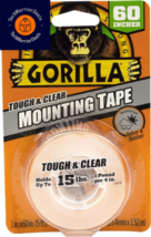 Gorilla 6065001 Tough &amp; Clear, Double Sided Mounting Tape, 1 Pack, Clear  - £15.96 GBP