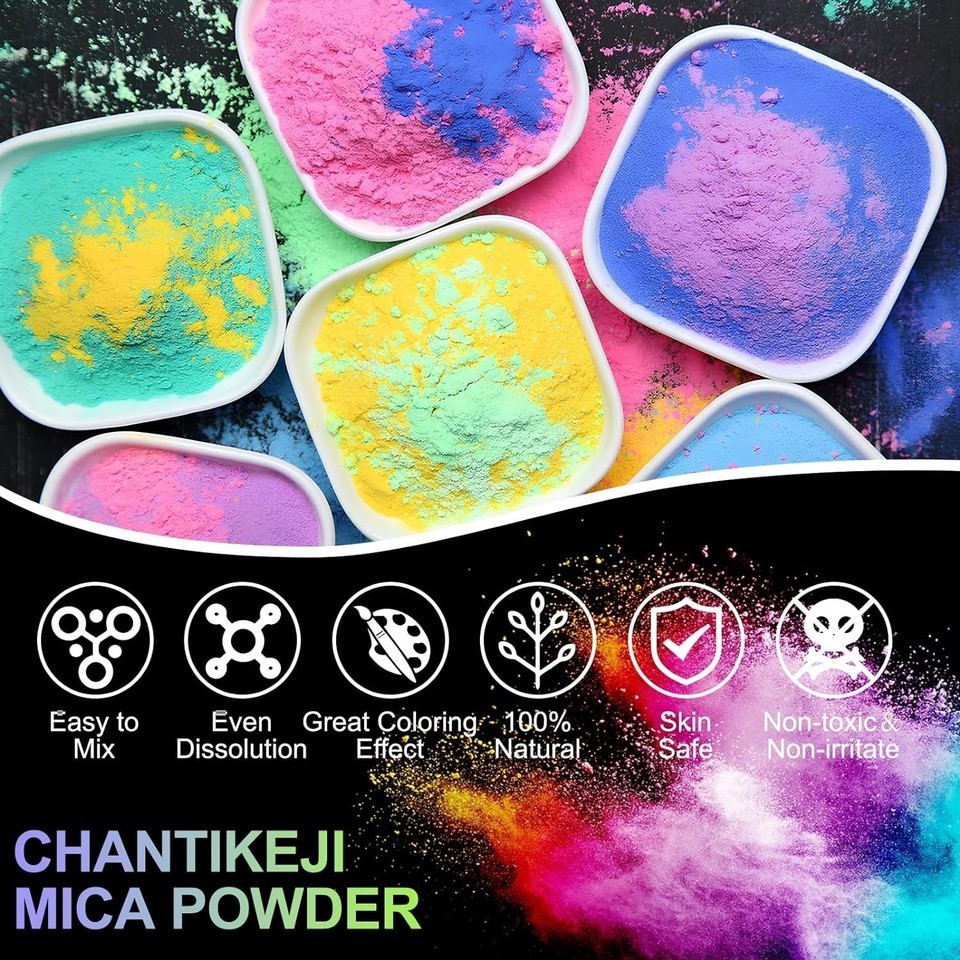 Natural Non-Toxic Mica Powder - 10g Bottles with 81 Color Variety for Crafts Item image 5