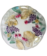 mikasa crystal platter fruit grapes berries and leaves mutli-tinted 12.5... - $34.17 CAD