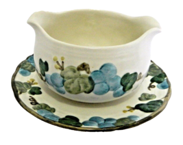 Poppytrail Metlox Gravy Boat with Attached Underplate Sculptured Grape Pattern - £14.32 GBP