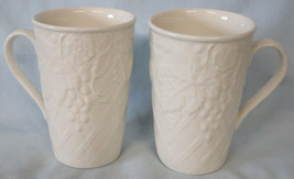 Mikasa White English Countryside 4 5/8&quot; Tall Cappuccino Mug, Set of 2 - £19.74 GBP