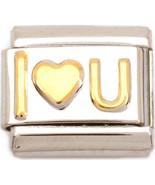 I Love You Italian Charm Gold Plated Heart Bracelet 9mm - £10.44 GBP
