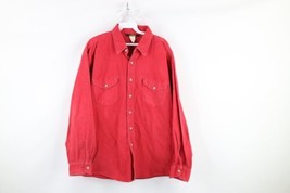 Vintage 90s OshKosh B&#39;Gosh Mens XL Distressed Chamois Cloth Button Shirt Red USA - £31.11 GBP