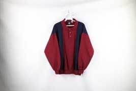 Vtg 90s Streetwear Mens Medium Faded Color Block Pullover Collared Sweatshirt - £35.65 GBP