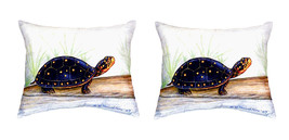 Pair of Betsy Drake Spotted Turtle No Cord Pillows 16 Inch X 20 Inch - £62.14 GBP