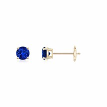 Angara Natural 3mm Blue Sapphire Classic Earrings in 14K Yellow Gold for Women - £347.20 GBP