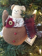 Russ Berrie Christmas Ornament Stuffed Teddy Bear Holding Stocking NWT - £8.50 GBP