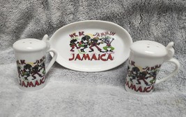 Vtg 1990s Jamaica We Be Jammin Salt, Pepper And Serving Tray - $13.05