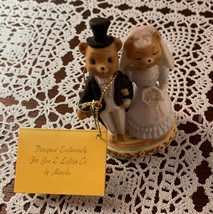 Lefton Honey Bears Wedding Couple 1983 Figurine 3 Inch With Tags Cute - $11.99