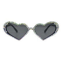 Women&#39;s Heart Shape Sunglasses Colorful AB Rhinestones UV 400 - £11.18 GBP