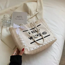 Large Capacity Bag Autumn Winter 2021 New Fashion Design Straw Woven Bag Women&#39;s - $72.77