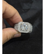 4 Ct Round Cut Simulated Diamond Men&#39;s Halo Pinky Ring 14K White Gold Fi... - $197.40 CAD