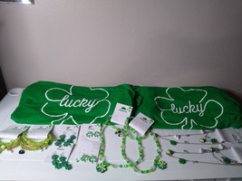 Lot Of Matching Lucky Clover St Patrick&#39;s Day Shirts And Jewelry - £47.90 GBP