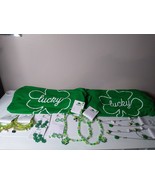 Lot Of Matching Lucky Clover St Patrick&#39;s Day Shirts And Jewelry - £47.81 GBP