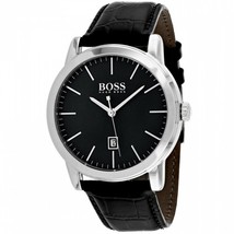Hugo Boss Classic 1513397 Black / Black Leather Analog Quartz Men&#39;s Watch 134601 - £152.14 GBP