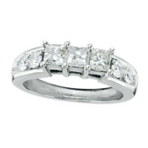 2 KT LC Moissanite 3-Stone Fidanzamento Promessa Anello 14K Placcato Oro Bianco - £98.11 GBP