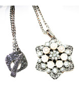 Pearl &amp; Rhinestone Flower Button  Pendant 20&quot; - $30.00