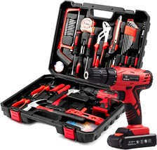 110 Pc. Household Power Tools Drill Set With 21V Li-Ion Battery And Charger For - £81.69 GBP