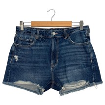 American Eagle Tomgirl Shorts Womens 12 Blue Denim Distressed Frayed Fes... - $23.75
