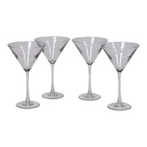 Martini Glasses, Set of 4, 8&quot; w/ 4&quot; Stems Vintage Classic Mid-Century Stemware - £29.29 GBP