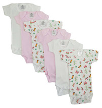 Girl 100% Cotton Preemie Girls Printed Short Sleeve 6 Pack Preemie - £20.16 GBP