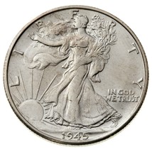 1945-S 50C Passeggio Libertà Mezzo Dollaro IN Scelta Bu Condizioni, Nice Occhio - £53.29 GBP