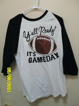 Mens T-Shirt Yáll Ready? It&#39;s Game Day Football Theme Glitter On Footbal... - $6.14