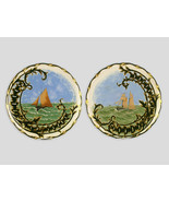 Antique Schooners At Sea Charger Plates Set, Artist Signed Nautical Scen... - £199.83 GBP