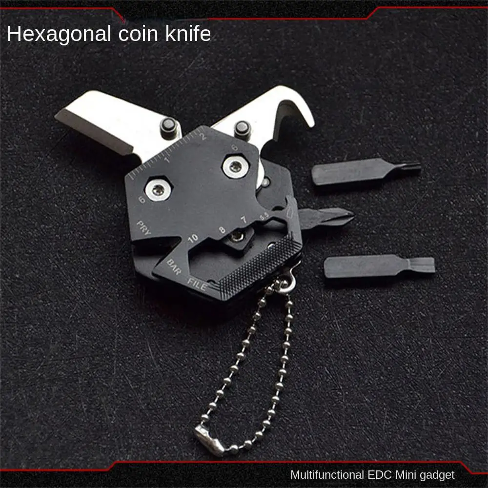 1pc Portable Hexagonal Coin Knife Multi-functional Folding Detachable Magnetic - £7.21 GBP+