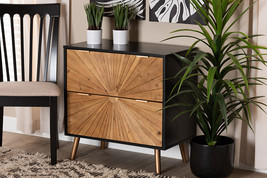 Kalcya Two-Tone Black and Natural Brown 2-Drawer Storage Cabinet - $2,997.46 MXN