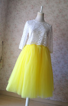 Yellow Fluffy Midi Tulle Skirt Outfit Women Custom Plus Size A-line Tulle Skirt image 8