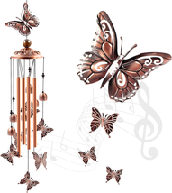 Wind Chimes Outdoor Clearance, Butterflies Aluminum Tube Windchime with ... - £18.26 GBP